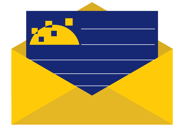 An envelope with paper inside with the EASNIE logo on it